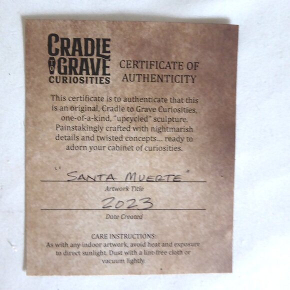 NEW SANTA MUERTE HOLY DEATH CURIOSITIES UPCYCLED GOTHIC HALLOWEEN HORROR FIGURE - Picture 12 of 13